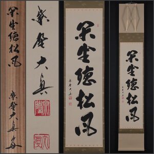 【模写】吉】11644 長谷川大真 書「閑坐聴松風」 共箱 臨済宗 大徳寺 三玄院住職 寛州の子 相国寺 仏教 茶掛け 茶道具 禅語 掛軸 掛け軸