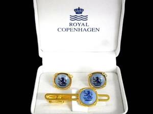 ■美品■№1151 【ROYAL COPENHAGEN】ロイヤルコペンハーゲン【ゴールド】「猛獣」■カフス＆ネクタイピン タイピン セット♪