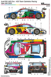 24065 1/24サイズ LB PRODUCTION 製シルクスクリーンデカール Audi R8 LMS Evo2 #25 Spa24h 2021