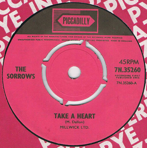 ●THE SORROWS / TAKE A HEART [UK 45 ORIGINAL 7inch シングル PYE GARAGE FREAKBEAT 新品同様 試聴]