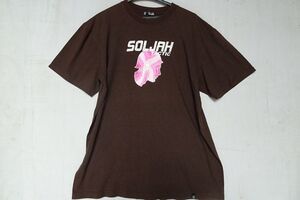 SOLJAH TACTIC/半袖Tシャツ/フロントプリント/少し立体的なプリント/アート系イラスト/こげ茶/ダークブラウン/XLサイズ(6/30R)