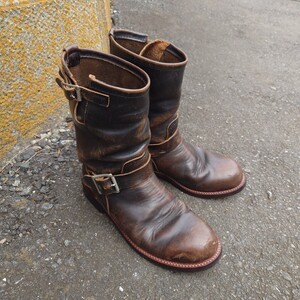 Redwing 2268 エンジニアブーツ PT91 カスタム 7 1/2 D PT83 スチール抜き 中底交換 茶芯 クリンピング Vintage 9268 2966