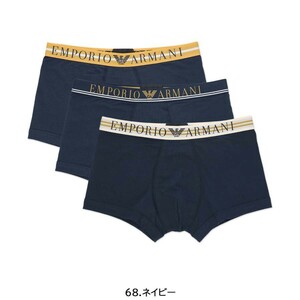 EMPORIO ARMANI エンポリオアルマーニ MIXED WAISTBAND コットン 前閉じ ボクサーパンツ メンズ 3枚組 54087237 ネイビーセット S