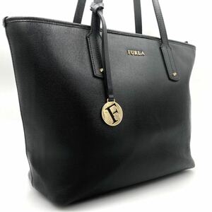 1円 【超人気】 FURLA フルラ トートバッグ 肩掛け A4収納 ブラック 黒 レザー ロゴ金具 ビジネス 通勤 仕事鞄 メンズ レディース 紳士 