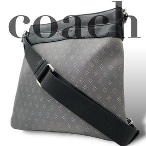 coach コーチ ショルダーバッグ PVCレザー 柄 ブラック グレー