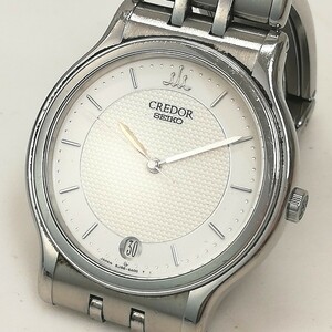 128 SEIKO セイコー CREDOR クレドール 8J86-6A00 腕時計 クォーツ デイト SS ラウンド 3針 重量約78g メンズ 白文字盤 動作未確認 現状品