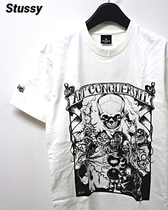 S(N°1)未使用【Stussy CUSTOMADE Axis Tee White SKULL ステューシー カスタメイド Tシャツ スカル ホワイト レア】