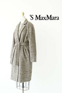 Max mara マックスマーラ ベルト付き ヘリンボーン ウール コート size 34 0811561