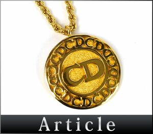 178214〇 Christian Dior クリスチャンディオール ラウンド ペンダント ネックレス GP ゴールド アクセサリー レディース/ E