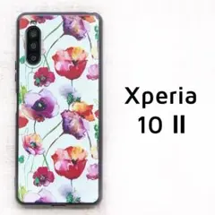 Xperia 10 Ⅱ カバー 白 赤 花