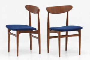 北欧デザイン 家具 Klokken ダイニングチェア チーク材 2脚 セット 木製 椅子 紺色 新品