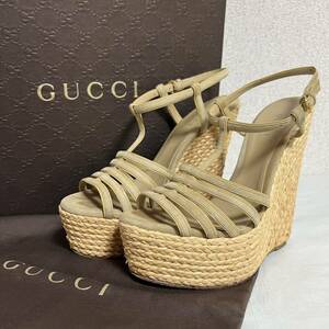 GUCCI グッチ　高さ14cm 厚底　ウェッジサンダル　サンダル　サイズ35 22.5cm 箱付　＊CN