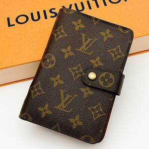 【極美品】ルイヴィトン LOUIS VUITTON モノグラム ポルト パピエ ジップ 二つ折り財布 コンパクト財布 ブラウン メンズ レディース 茶色