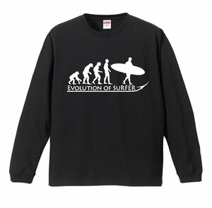 進化 EVOLUTION サーファー ロンT リブ付き 黒 (S/M/L/XL) 長袖 サーフィン 波乗り ショートボード メンズ 新品