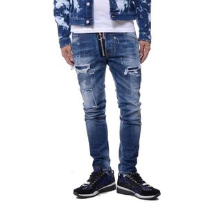 ディースクエアード　DSQUARED2　 17SS Skater jean フロントジップ　クラッシュ　デニム　44 国内正規品