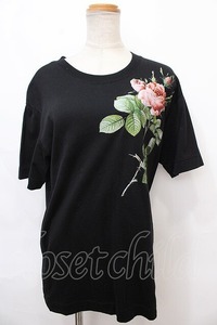 Vivienne Westwood MAN / オーガニック天竺REDOUTE ROSEクラシックTシャツ 44 黒 Y-24-10-30-040-bl-SZ-ZY