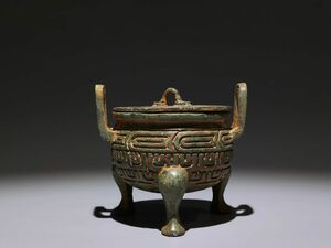 永し 商代 青銅器 重環紋鼎 器具 極細工 置物擺件 古美術品 時代物 古董品 収集 旧家蔵出 中国唐物 【8887】