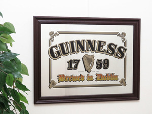 ビンテージパブミラー/ギネスビール/GUINNESS/壁掛け鏡/吊り下げ鏡/店舗什器/ディスプレイ/レストラン/バー/インテリア雑貨/内装/A-4285-12