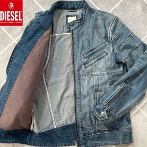 【イタリア製XL】極美品 最高傑作 DIESEL ディーゼル Gジャン デニムジャケット インディゴ ボタン刻印 ブレイブマン加工【漂う高級感】