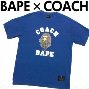 A BATHING APE × COACH REXY TEE BAPE エイプ コーチ Tシャツ L ネイビー