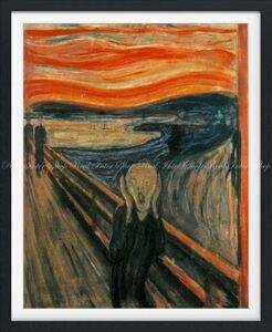 【フルサイズ版／額縁印刷】エドヴァルド・ムンク 叫び The Scream 1893年 壁紙ポスター 486×594mm はがせるシール式 001SGF2