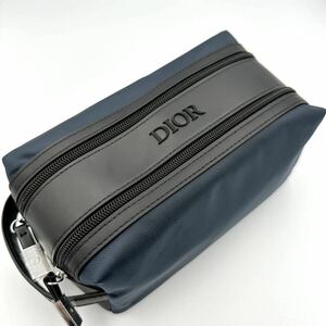 1円 新品未使用 DIOR ディオール セカンドバック クラッチバッグ ダブルジップ ネイビー メンズ レザー