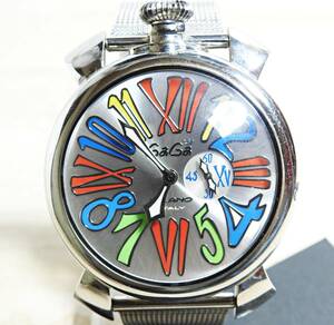 ガガミラノ マヌアーレ スリム 46ｍｍ 稼働 マルチカラー シルバー メンズ腕時計 正規品
