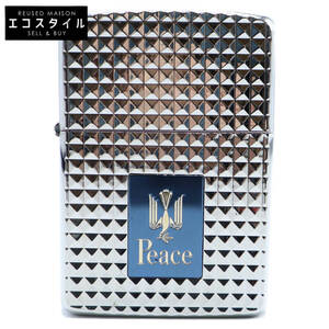 1円 ZIPPO ジッポ PEACE ダイヤモンドカット ライター オイルライター シルバー