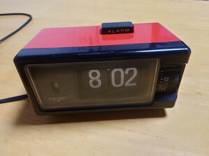 パタパタ時計 SEIKO セイコー 昭和レトロ 置時計 赤 DP690T 当時物 目覚まし時計 レトロ 作動確認済み