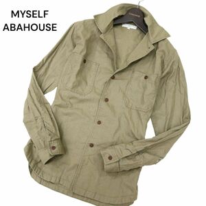 MYSELF ABAHOUSE マイセルフ アバハウス 春夏 麻 リネン★ 長袖 スリム ワーク シャツ Sz.S　メンズ　A4T01777_2#A