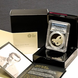 【最高鑑定12枚のみ】イギリス2020 007 第1貨 5ポンド 2oz 銀貨 PCGS PR70DCAM James Bond ジェームズ ボンド オリジナルBOX COA 182