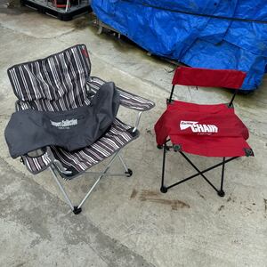 DUNLOP 折りたたみ椅子 セット 収納袋付き 希少色 キャンプ アウトドア ガレージ AUTO 90s ダンロップ Exciting CHAIR 山形より