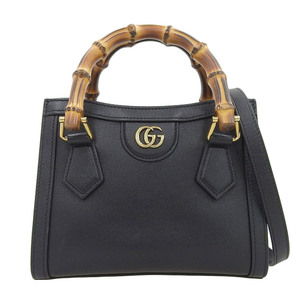 グッチ GUCCI バンブー ダイアナ ミニ 2WAYバッグ ハンドバッグ ショルダーバッグ レザー ブラック 655661 中古 新入荷 GU0574