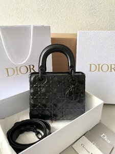 ★極美品★新品未使用★Christian Dior クリスチャンディオール レディディオール カナージュ ハンドバッグ ショルダーバッグ 牛レザー 黑