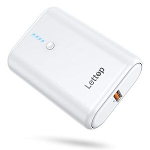 Lettop モバイルバッテリー 10000mAh PD 20W コンパクト 小型 軽量 大容量 【QC3.0搭載/USB-A+Type-C入出力ポート】 携帯充電器