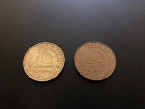 ２枚セット　フランス　通貨　硬貨　サンチーム　外国