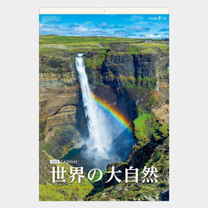 64 即決 2025年 壁掛けカレンダー 外国　風景　景色　写真　企業名あり　世界の大自然　フィルムカレンダー　大型　大判