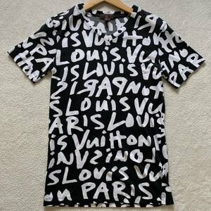 【美品・最高峰】 LOUIS VUITTON ヴィトン モノグラム グラフィティ Ｖネック Tシャツ 半袖 トップス 総柄 xs