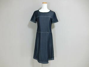 美品　Courreges　クレージュ　清楚　ストレッチ　ワンピース　ブルー　３８