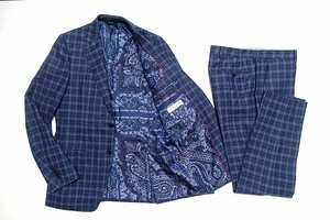 16AW 極美品 ETRO エトロ SARTORIA UOMO DAL 1968 ペイズリー柄裏地 チェック フランネル スーツ セットアップ ウール メンズ 46