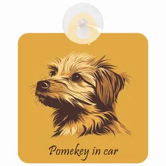 Pomekey ポメキー Bタイプ 車 窓ガラス 吸盤タイプ 犬 イラスト付 DOG IN CAR 安全対策 セーフティサイン デコ 外出 ドライブ カーサイン 吸盤