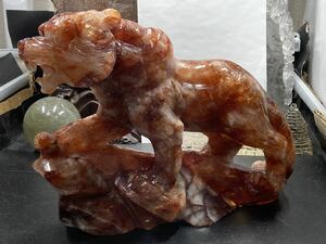 【オリジナル 精巧な手彫り】ヘマタイト イン クオーツ 虎 タイガー 約2.3kg 0318