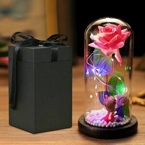 花束 高級な花 枯れない花 永遠の花 電池式 LEDライト付き ガラスポット 告白 結婚記念日 誕生日プレゼント ギフトボックス 贈り物