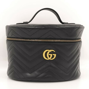 【中古】GUCCI バニティバッグ レザー ブラック 609340