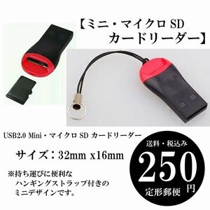 【ミニ・マイクロSD カードリーダー】USB2.0 ラップトップ用ミニ USB-A アダプター 転送最大480MB TF 定形郵便