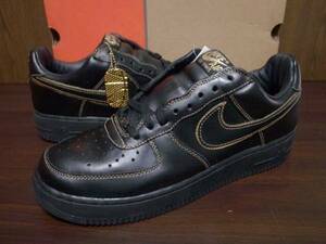 05年製 NIKE AIR FORCE 1 LO ナイキ エアフォース ローカット AF1 ダブルスウッシュ【306353-008】ブラックレザー ゴールド 黒×金 US10