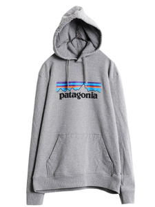 18年製 パタゴニア プリント スウェット フード パーカー メンズ L 古着 Patagonia トレーナー プルオーバー ストレッチ アウトドア 裏起毛