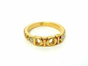 1円 ChristianDior クリスチャンディオール ラインストーン リング 指輪 アクセサリー サイズ M(約12号) レディース ゴールド系 FF3956