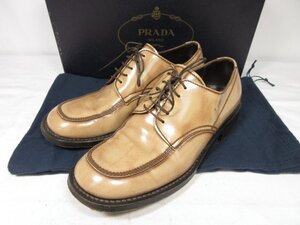 超美品 【プラダ PRADA】 レザー Uチップ 外羽根 ドレスシューズ 靴 (メンズ) size6 ライトブラウン系 □30MZA6247□