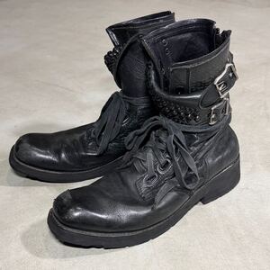 00s KMRii Archive CHROME BOOTS rare leather 14th Addiction ifsixwasnine L.G.B. ケムリ アーカイブ クロムブーツ レザーブーツ